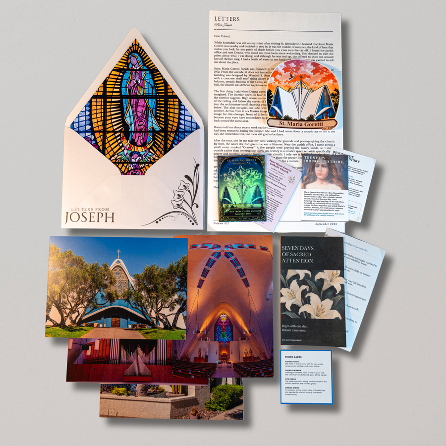 Letters From Joseph Volume VII, St. Maria Goretti, Scottsdale, the complete envelope laid flat